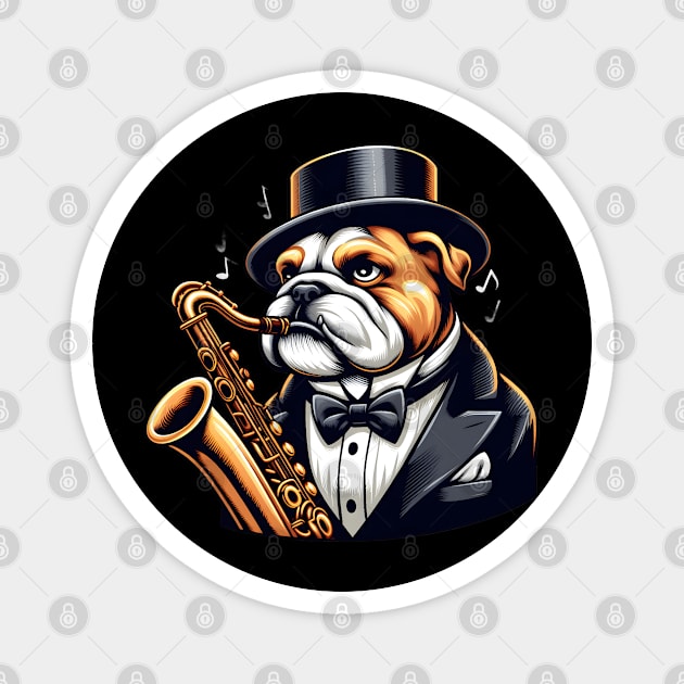 Bulldog Playing Saxophone Magnet by Graceful Designs